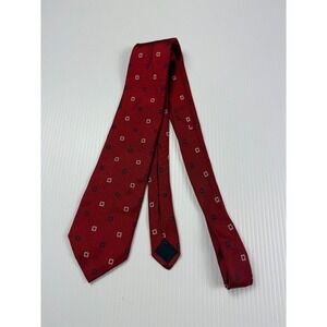 Brooks Brothers 346 Necktie Pure Silk Square Pattern‎ Red Made in Italy
